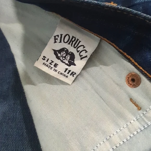 Fiorucci Vintage 90s Blue Jeans Size 11 approx 10 12 Button Fly Safety J… - Picture 5 of 8